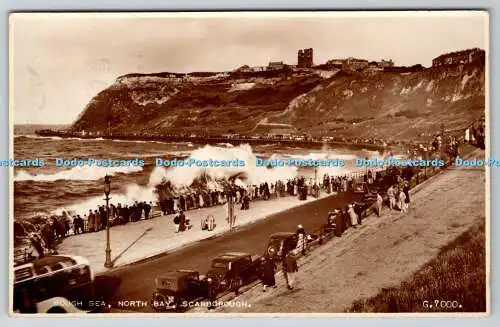 R768561 Scarborough Rough Sea North Bay Valentine RP 1955