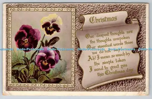 R770237 Christmas Flowers Raphael Tuck and Sons Gem Christmas Series No C 1990