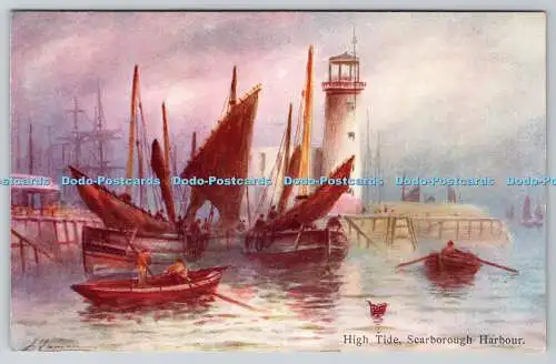 R768574 Scarborough Harbour High Tide C W Faulkner London Series No 508 E