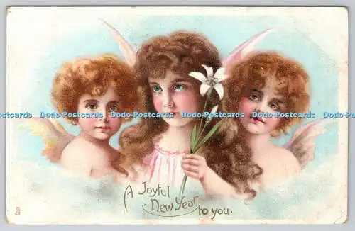 R770244 A Joyful New year to You Three Angels Raphael Tuck and Sons Christmas Po