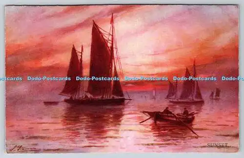 R768575 Sunset Ships in the Sea C W Faulkner London Series No 508 B