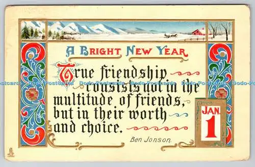 R770273 A Bright New Year Raphael Tuck and Sons Florentine Border Series No 609