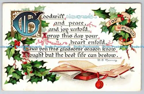 R770281 Goodwill and Peace Raphael Tuck and Sons Yuletide Series No 104 1907