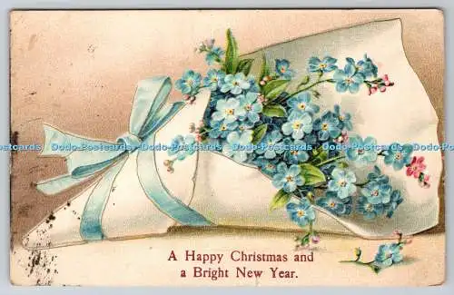 R768889 A Happy Christmas and a Bright New Year Flowers W and K Series 1464