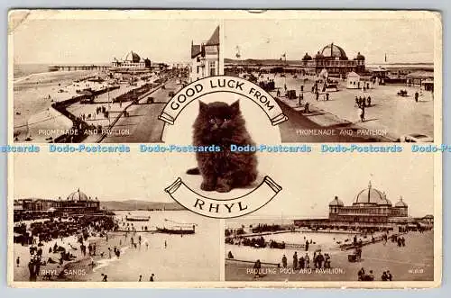 R770703 Viel Glück von Rhyl Promenade und Pavillon Rhyl Sands Valentine and Sons