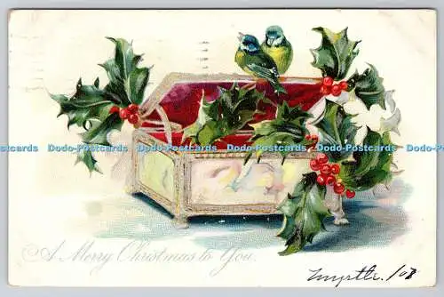 R770743 A Merry Christmas to You Raphael Tuck and Sons Holly Postkarten Serie N