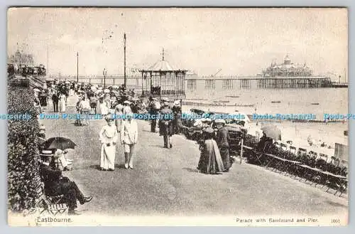 R770855 Eastbourne Parade mit Bandstand und Pier J Davis Victoria Serie 1907