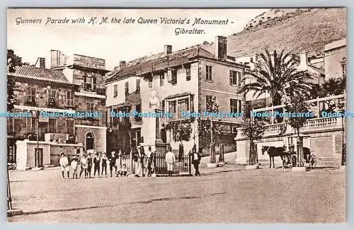 R769208 Gibraltar Gunners Parade With H M The Late Queen Victoria Monument Benza