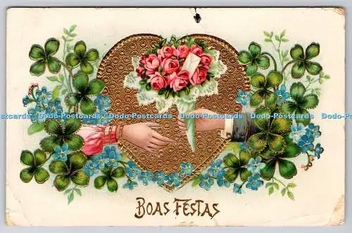 R770904 Boas Festas Blumen in der Hand