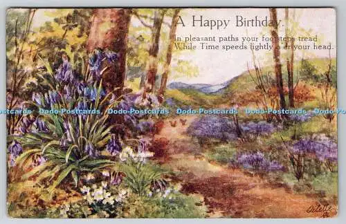 R770915 A Happy Birthday In Pleasant Paths Your Footsteps Tread Raphael Tuck and