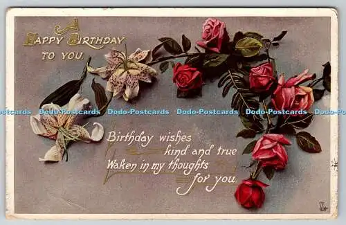 R770940 A Happy Birthday to You Roses Raphael Tuck and Sons Gem Birthday Series