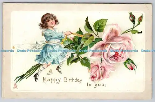 R770948 A Happy Birthday to You Small Girl and Rose Raphael Tuck and Sons Birthd