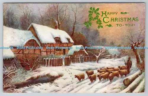 R770957 Happy Christmas to You Wintermantel Raphael Tuck and Sons Oilette Postc