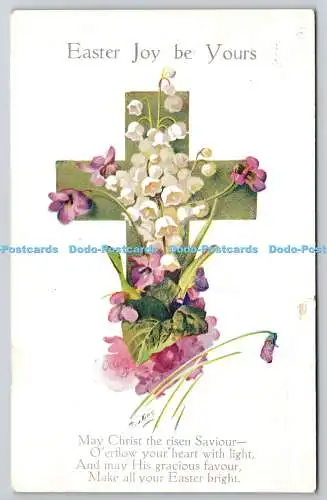 R771009 Easter Joy be Yours Cross and Flowers Eastertide Raphael Tuck and Sons O