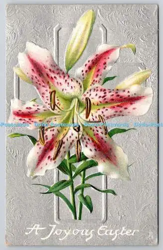 R771018 A Joyful Easter Lilies Raphael Tuck and Sons Silver Easter Series No 712