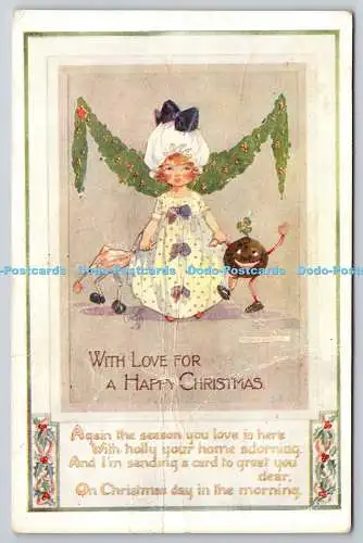 R771054 With Love for a Happy Christmas Raphael Tuck and Sons Oilette Postkarte N