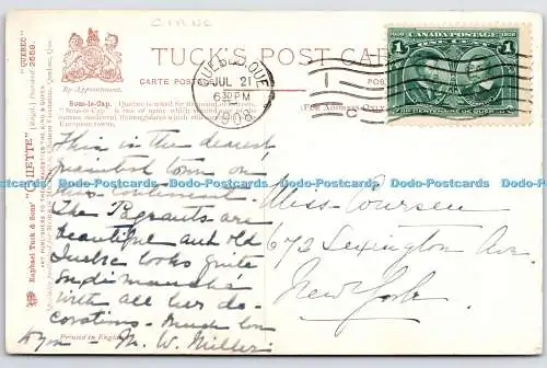 R771058 Quebec Sous le Cap Raphael Tuck and Sons Oilette Postkarte 2558 1908