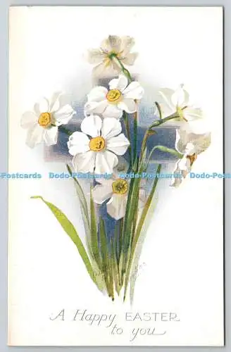 R771163 A Happy Easter to You Narzissen Blumenkreuze Raphael Tuck and Sons Öl