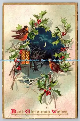 R772406 Beste Weihnachtswünsche Vögel stecken Stechpalme Postkarten Serie Nr 100