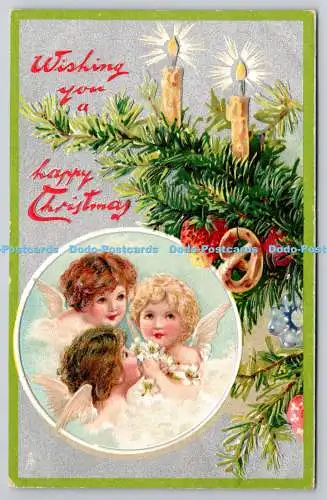 R772409 Wishing You a Happy Christmas Kerzen Kinder Tuck Weihnachtspostkarten