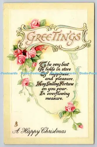 R771177 Greetings A Happy Christmas Raphael Tuck and Sons Christmas Series No C