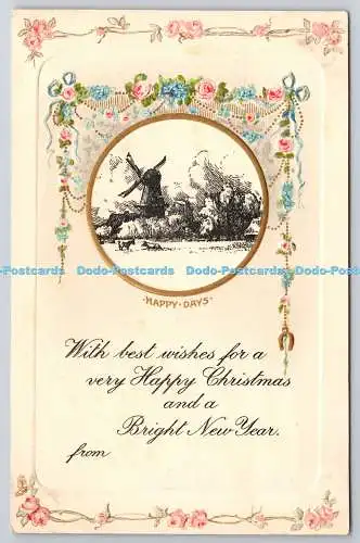 R771196 Happy Days Village Windmill Raphael Tuck and Sons Christmas Series No C