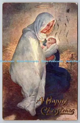 R772437 A Happy Christmas Virgin Mary and Baby Tuck Oilette Kenner C1379