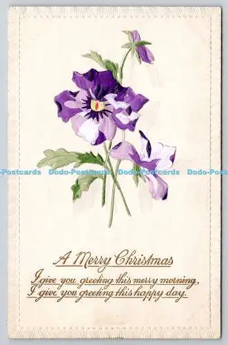 R771204 A Merry Christmas Purple Flower Raphael Tuck and Sons Christmas Series N