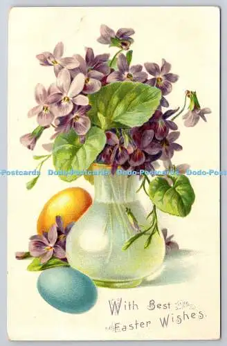 R771208 Mit besten Osterwünschen Blumen in der Vase Raphael Tuck and Sons Ostern