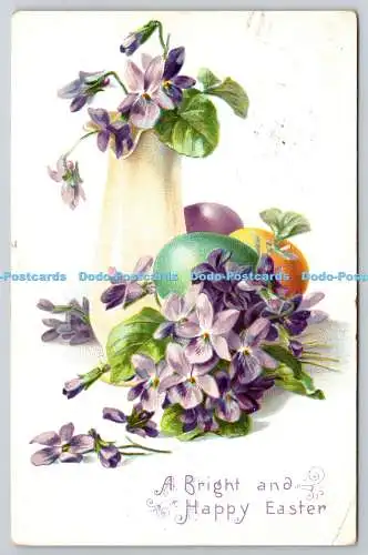 R771209 A Bright and Happy Easter Flowers in the Vase Eggs Raphael Tuck and Sons