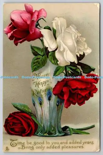 R771210 Viele Happy Returns Blumen in der Vase Rosen und Kunstporzellan Raffael T