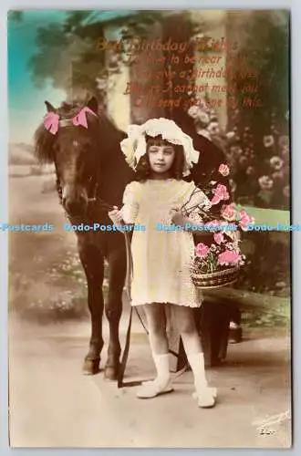 R771256 Geburtstagswünsche Pferd und kleines Mädchen LL