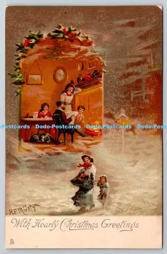 R771336 Mit Herzlichen Weihnachtsgrüßen Raphael Tuck und Söhne Weihnachtspostwagen