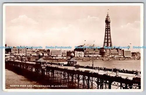 R772608 Blackpool North Pier and Promenade RP PM Stockton on Tees Co Durham 1951