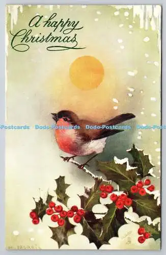 R771386 A Happy Christmas Bird Raphael Tuck and Sons Oilette Postkarte 8278