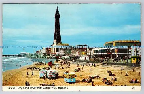 R772621 Blackpool Central Beach und Tower vom Central Pier Bamforth Holmfirth Y