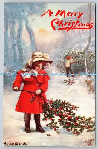 R771395 A Fine Branch Merry Winter Raphael Tuck and Sons Oilette Postkarte 9608