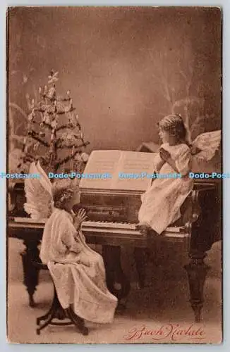 R771425 Buon Natale Two Angels Playing Piano D G M Serie 54