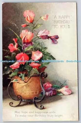 R771484 A Happy birthday to You Flowers in the Vase Raphael Tuck and Sons Oilett