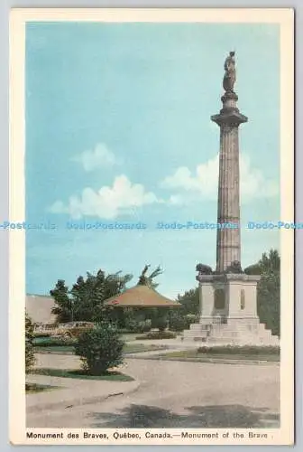 R771488 Canada Quebec Monument of the Brave Photogelatine Engraving Co Ltd