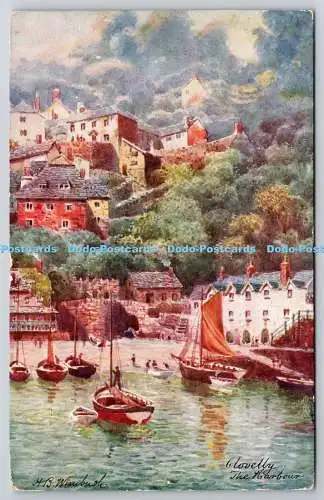 R771551 Clovelly The Harbour Tuck Oilette Serie II 7464 PM Ilfracombe 1919