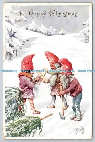 R771561 A Happy Christmas Wichtel Winter C W Faulkner London Serie 1308 3 1914