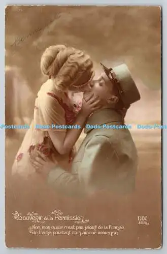 R771614 Souvenir de la Permission Mann in Uniform Kiss a Woman Tirage Bromure G P