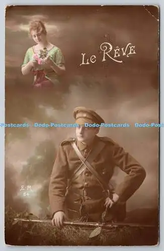 R771618 Le Reve Soldat Frau Postkarte