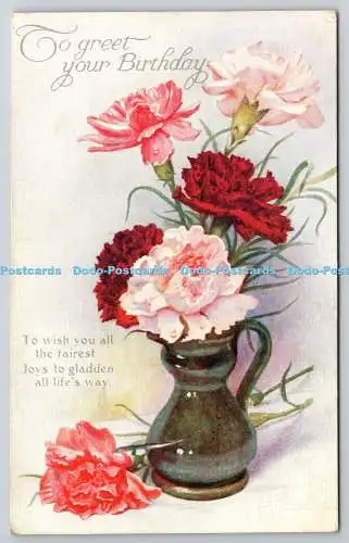 R771758 To Greet Your Birthday Flowers Tuck Oilette No R1073 1918