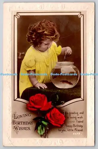 R771792 Liebevolle Geburtstagswünsche Rosen Fisch Mädchen Kunst Foto RP
