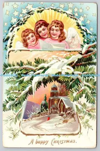 R771803 A Happy Christmas Church Girls Tuck Christmas Post Cards