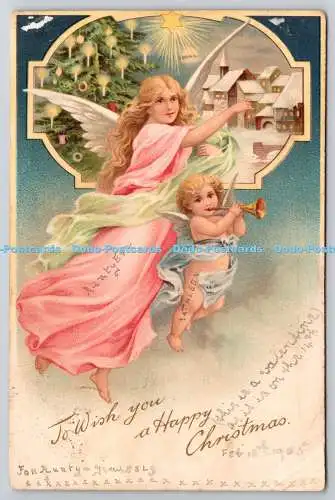 R773025 To Wish You a Happy Christmas Two Angels Christmas Tree Tuck Christmas S