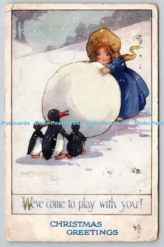 R771831 Weihnachtsgrüße We ve Come To Play With You Pinguine Show Ball Girl