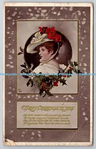 R771834 A Happy Christmas To You Woman Tuck Gem Christmas Series No C 3609 1911